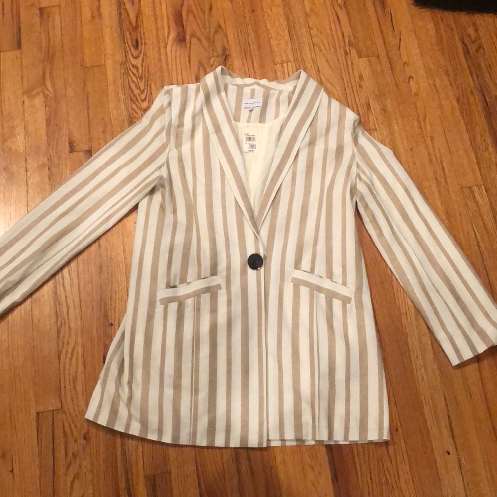 CHRISELLE X J.O.A - CREAM & TAN STRIPPED BLAZER